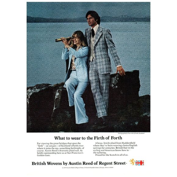 1974 Austin Reed The Firth Of Fourth Vintage Print Ad Fashion Wool Ocean Decor - Picture 1 of 1